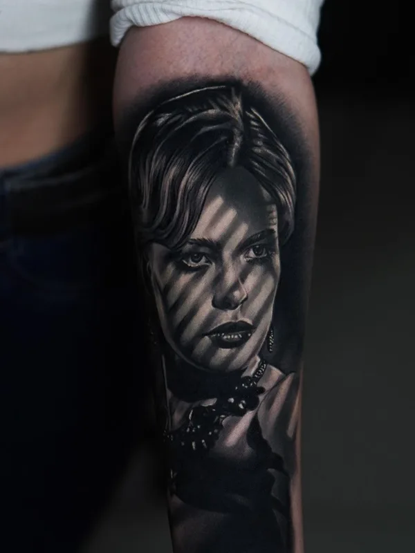 female black and grey realism tattoo on forearm #59417 | Tattoo Artist Dan Starr