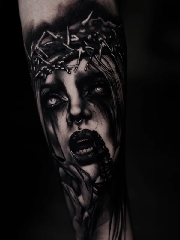 Чёрно-серая tattoo by Elena Lamberti in Kraków