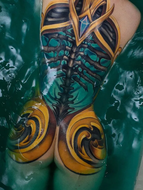 female color biomechanical татуировка на full back #46342 | Тату мастер Полина Ramona Ink