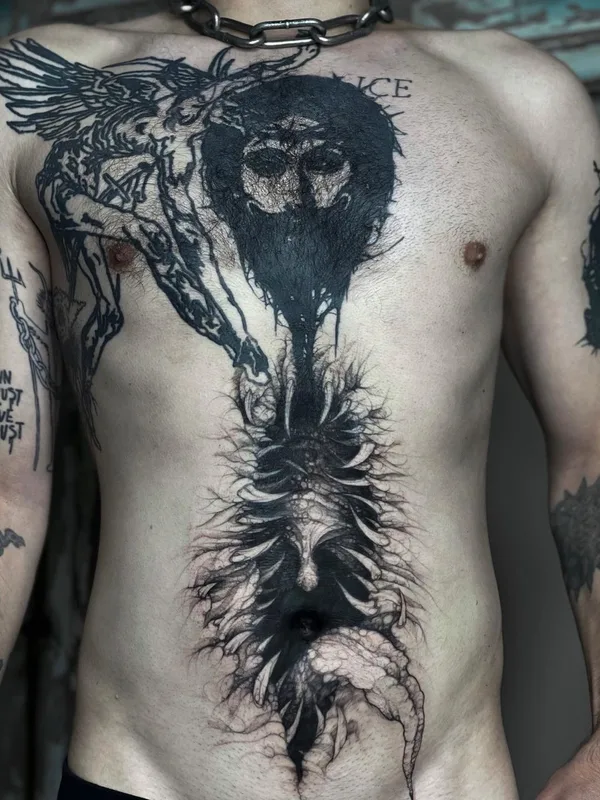 male black blackwork 타투 부위 chest #46439 | 타투이스트 Лиза Могилкина