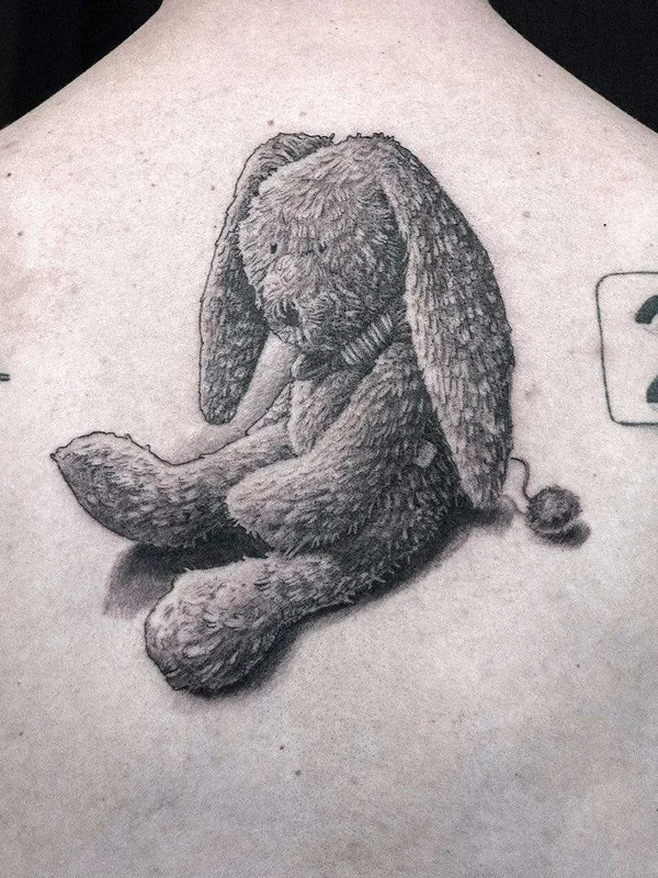 black and grey realism tattoo on upper back #21066 | Tattoo Artist Sven Rayen