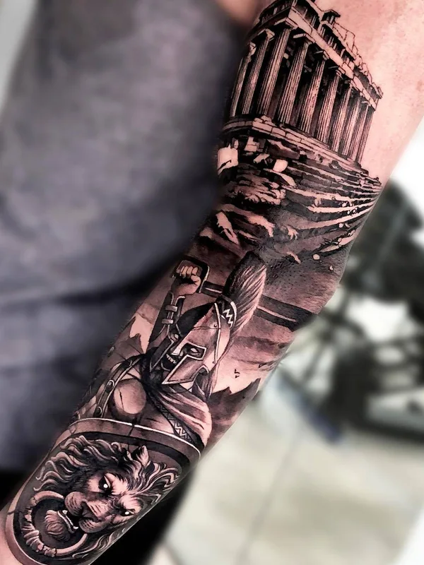 black and grey realism tatuaje en full sleeve #26538 | Tatuador Matias Noble