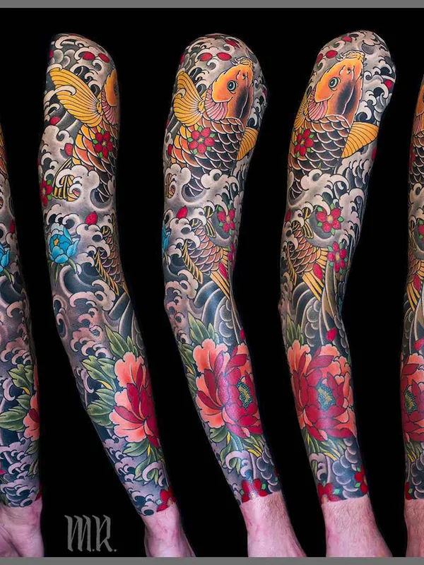 color japanese tattoo on full sleeve #19865 | Tattoo Artist Mike Rubendall