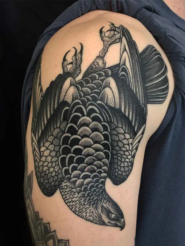 black and grey blackwork tattoo on shoulder #19754 | Tattoo Artist Richard Warnock