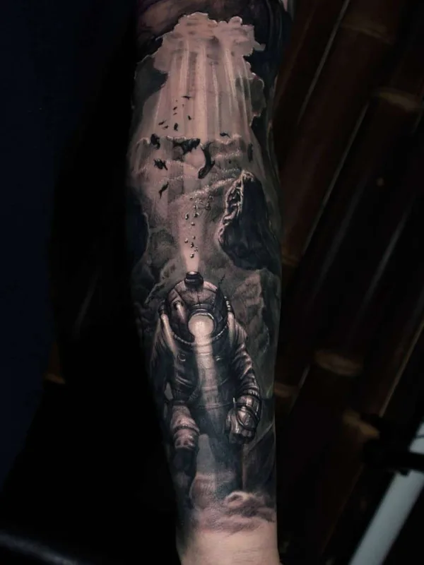 black and grey realism татуировка на full sleeve #21193 | Тату мастер Jayden Pengilly