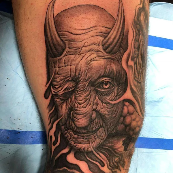 Portrait tattoo by Bob Tyrrell