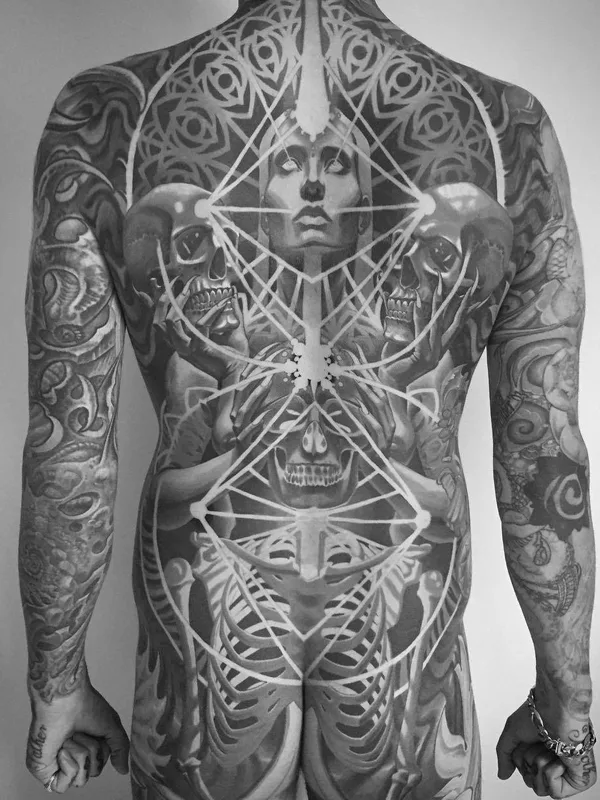 male black and grey black and grey tattoo on full back #26485 | Tattoo Artist Adrian Lee