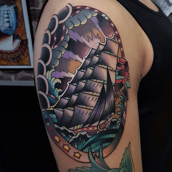 Old School tattoo by Eddie Czaicki in Paris