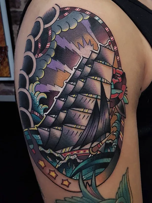 Old School tattoo by Eddie Czaicki in Paris