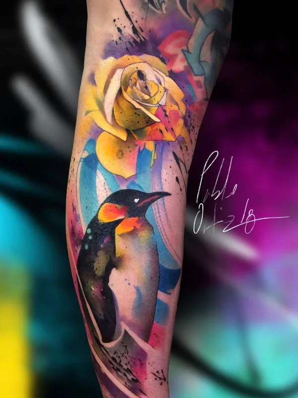 color watercolor tatouage sur forearm #23339 | Artiste tatoueur Pablo Ortiz