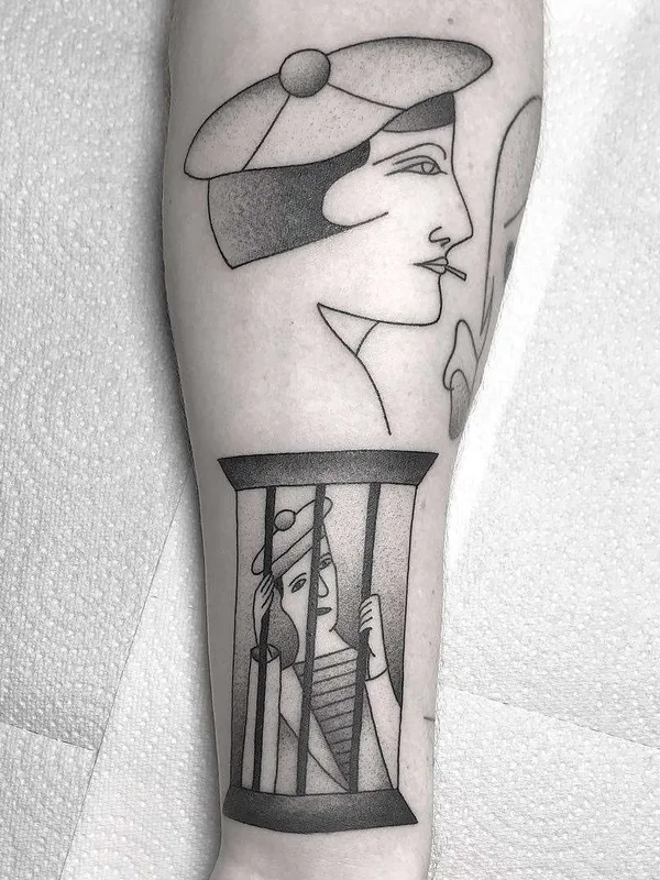 black and grey linework tattoo on forearm #21414 | Tattoo Artist Caleb Kilby
