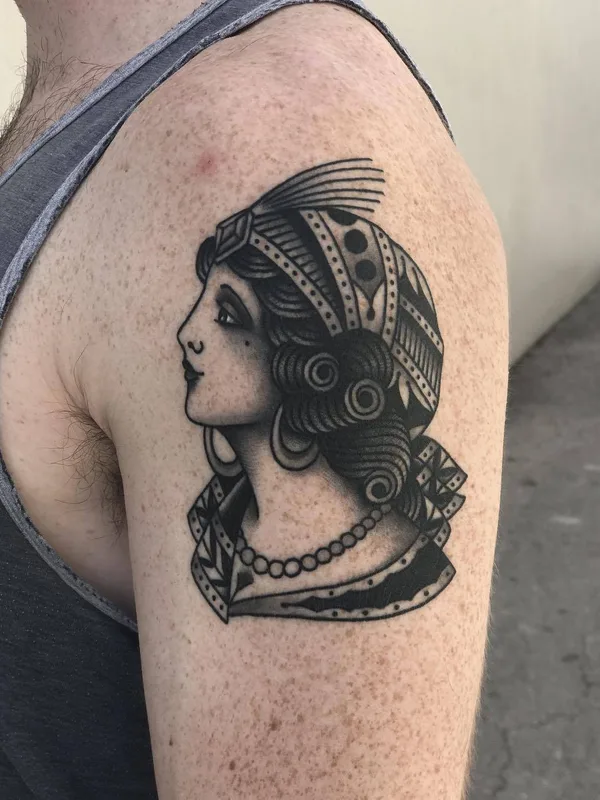 black and grey traditional tattoo on shoulder #23572 | Tattoo Artist Javier Betancourt