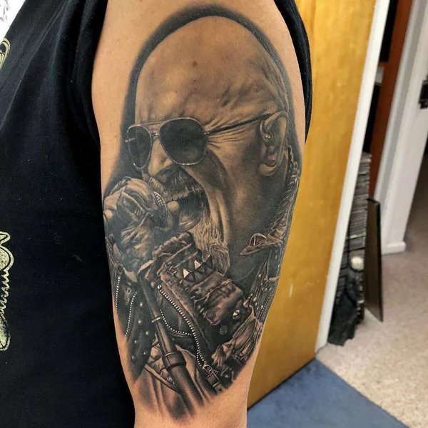 Portrait tattoo by Bob Tyrrell