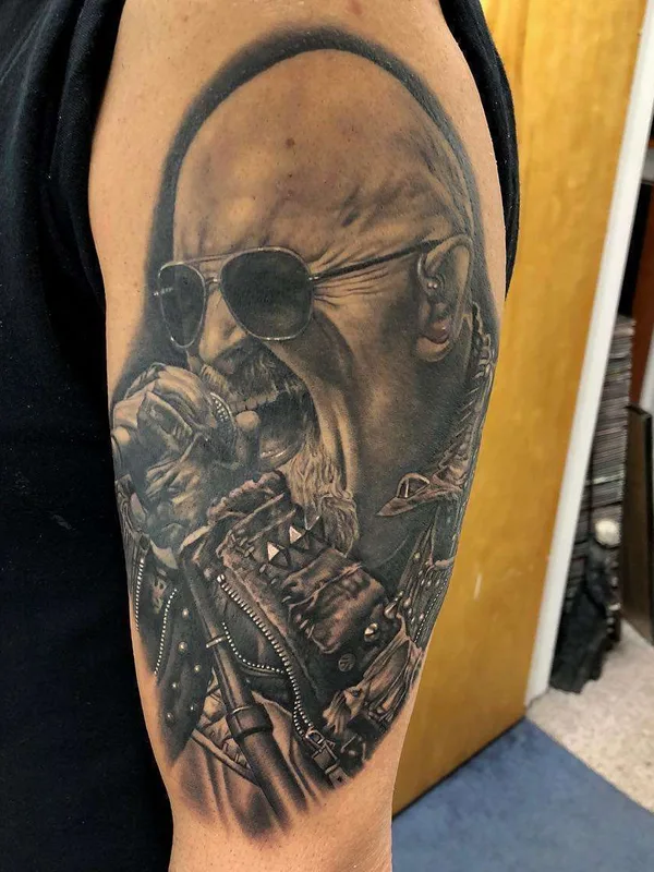 Portrait tattoo by Bob Tyrrell