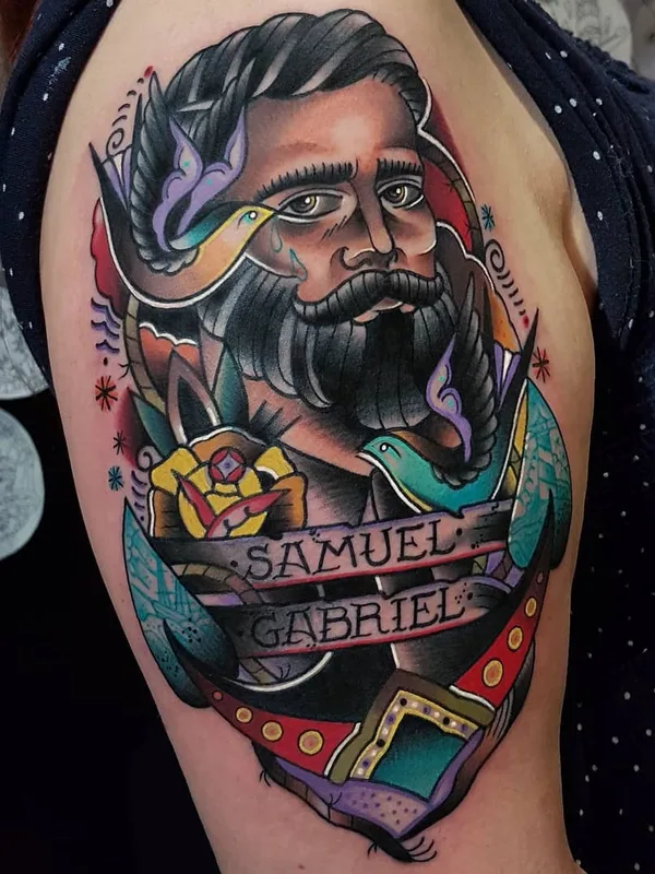 Old School tattoo by Eddie Czaicki in Paris