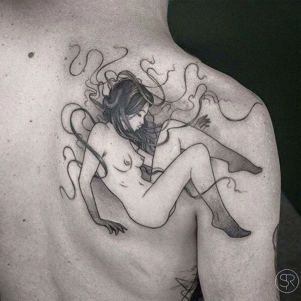Graphic tattoo by Sven Rayen in Antwerpen