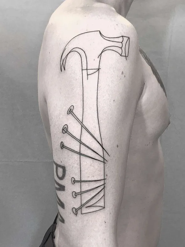 male black linework tattoo on upper arm #21413 | Tattoo Artist Caleb Kilby