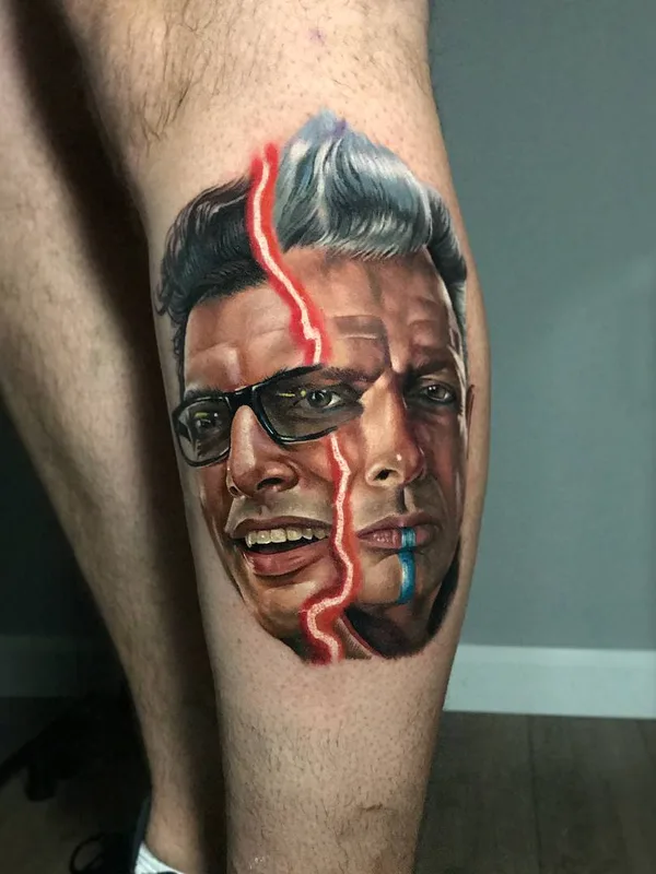 male color realism tattoo auf calf #24622 | Tätowierer Kirsten Pettitt