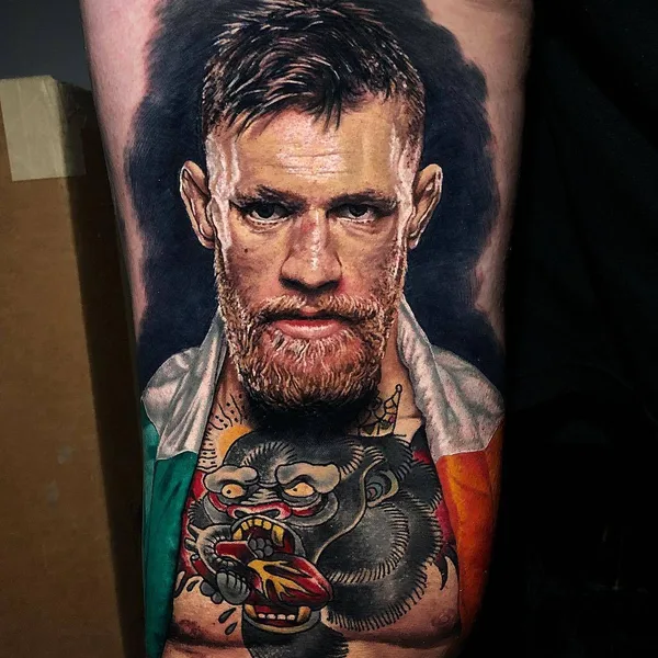 Portrait tattoo by Steve Butcher in Corona