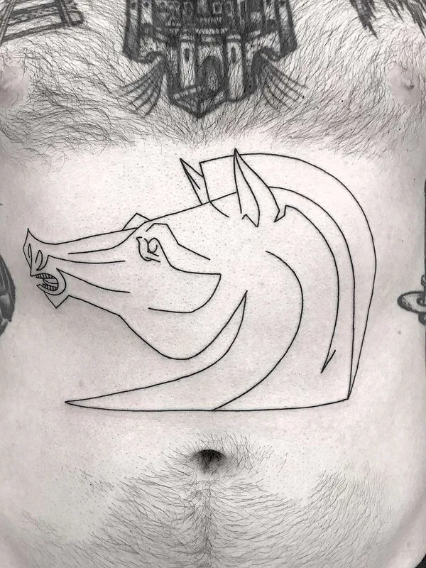 male black linework tattoo on stomach #21418 | Tattoo Artist Caleb Kilby