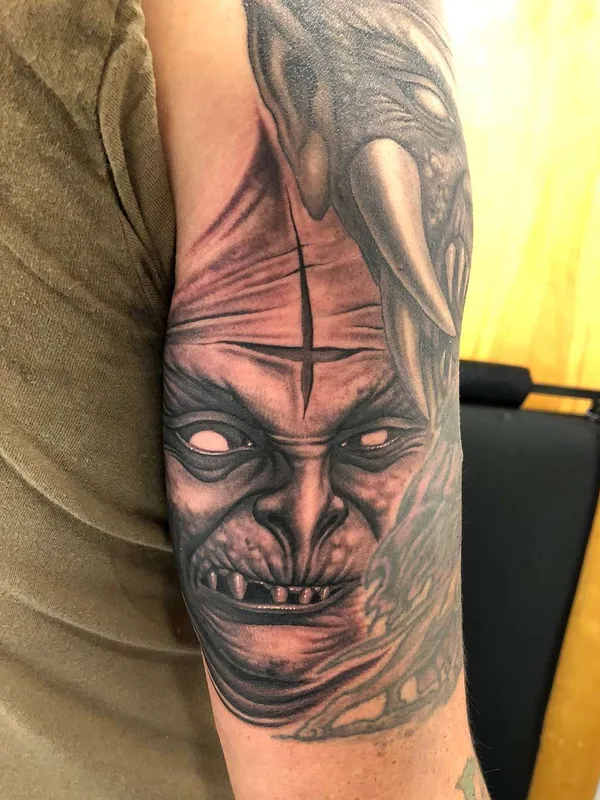 Portrait tattoo by Bob Tyrrell