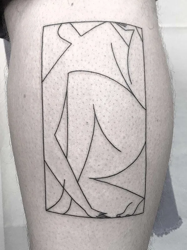 black linework tattoo on calf #21419 | Tattoo Artist Caleb Kilby