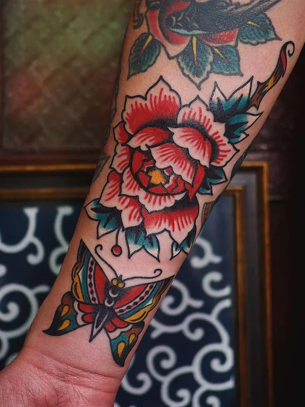 color traditional tattoo auf forearm #21950 | Tätowierer Electric Martina