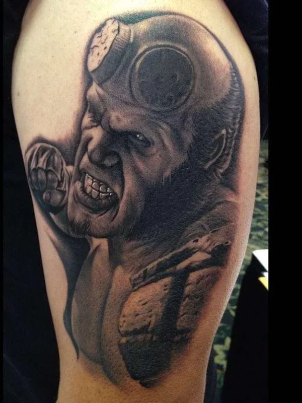Portrait tattoo by Bob Tyrrell