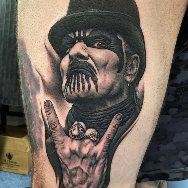 Portrait tattoo by Bob Tyrrell