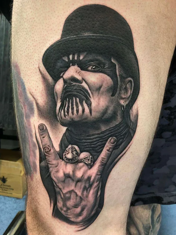Portrait tattoo by Bob Tyrrell