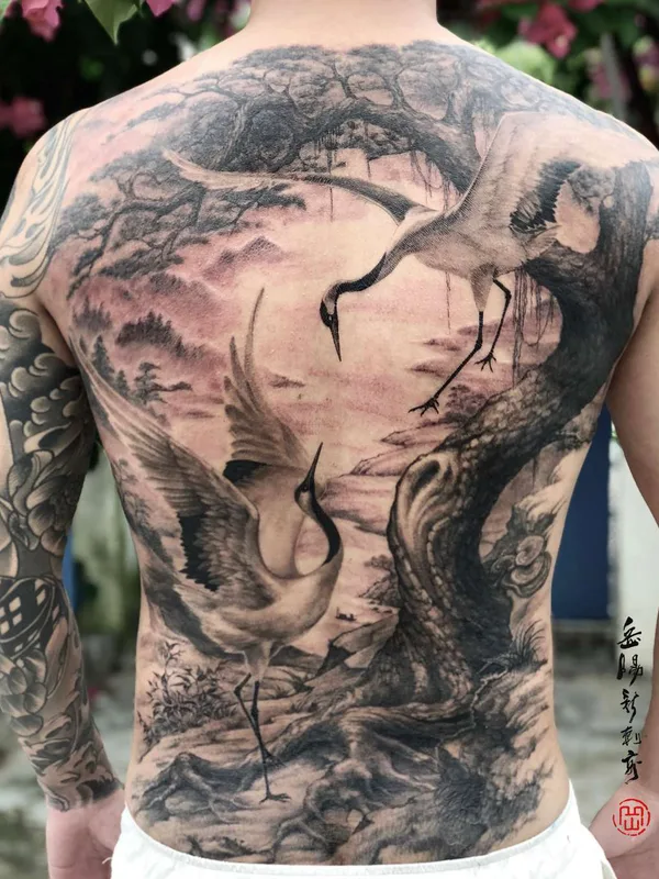 black and grey japanese татуировка на full back #22464 | Тату мастер Heng Yue（岳阳新刺客)