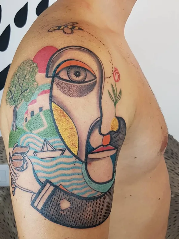 color abstract tattoo on shoulder #23079 | Tattoo Artist Matteo Cascetti