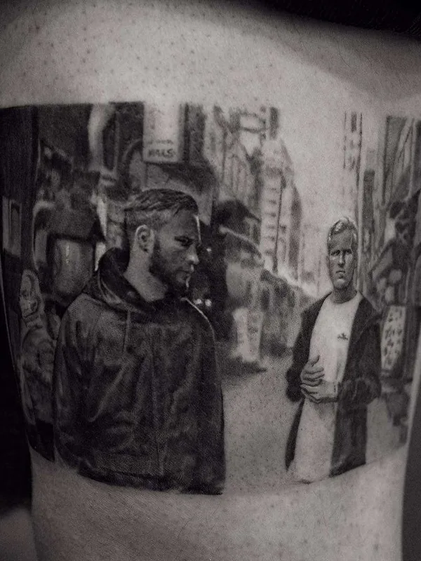black and grey realism татуировка на thigh #22677 | Тату мастер Cold Gray