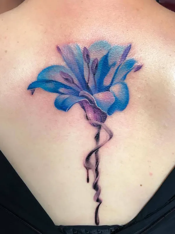 female color watercolor татуировка на upper back #22990 | Тату мастер Carolyn Elaine
