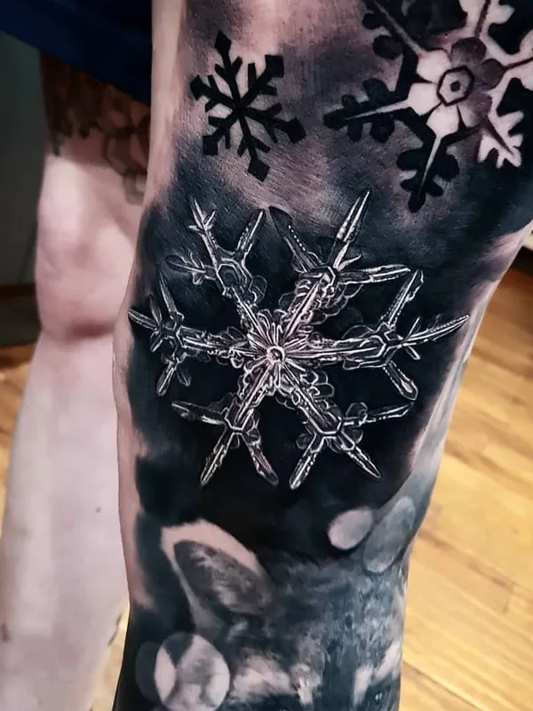 black and grey black and grey tattoo on thigh #26045 | Tattoo Artist Nick Imms