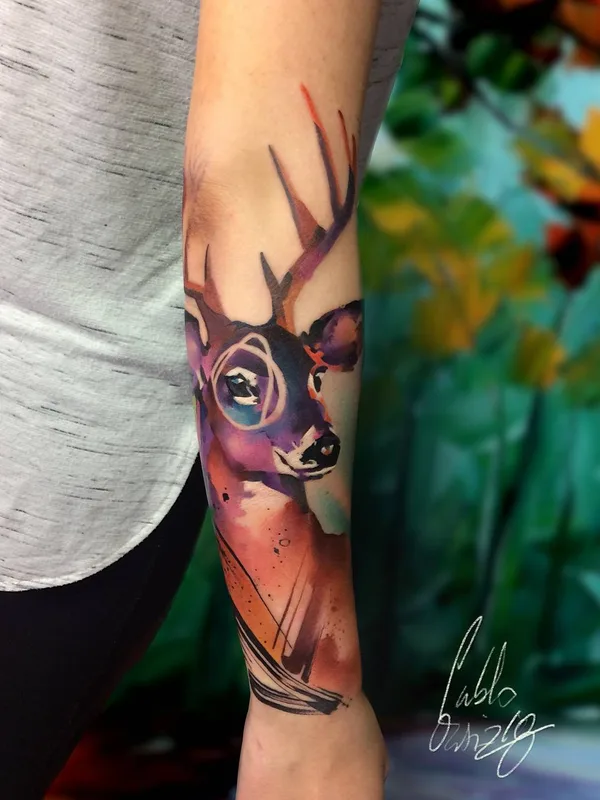 color watercolor tatouage sur forearm #23348 | Artiste tatoueur Pablo Ortiz