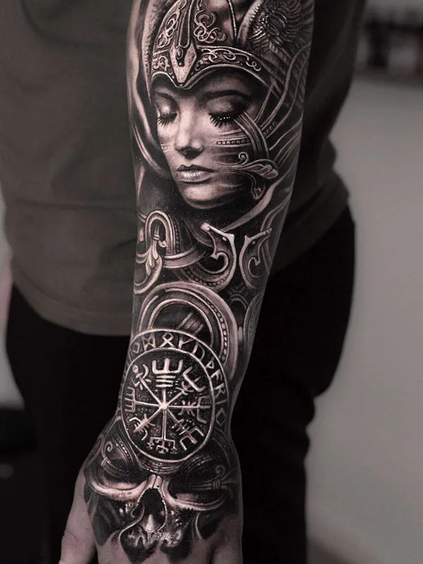 black and grey realism татуировка на full sleeve #22489 | Тату мастер Mumia