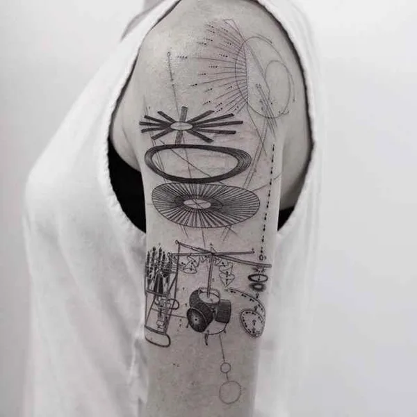 Geometric tattoo by Balazs Bercsenyi in New York City