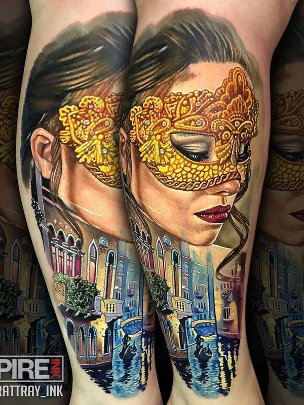 female color realism tatouage sur calf #22553 | Artiste tatoueur Alex Rattray