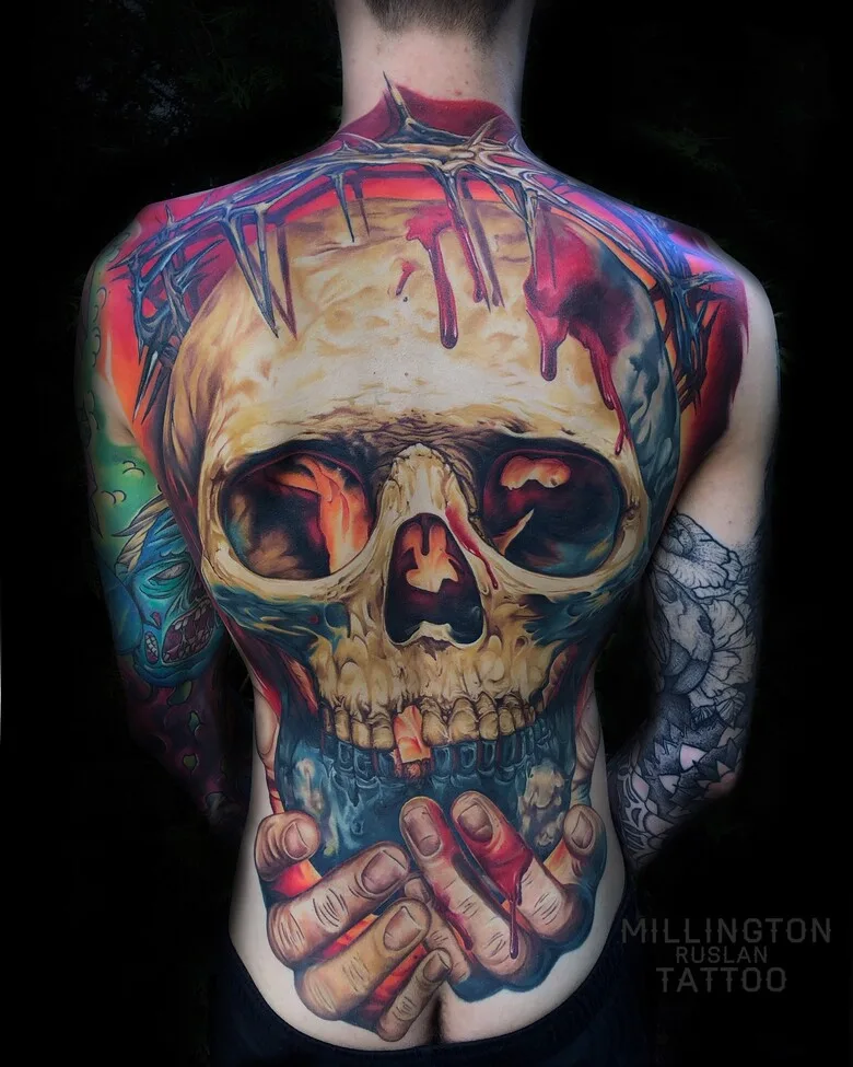 Neon pink in the black-and-grey world of Ruslan Millinhton's tattoos - image 4