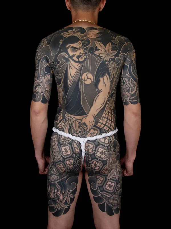 male black and grey japanese tatouage sur full body #22800 | Artiste tatoueur Diao Zuo