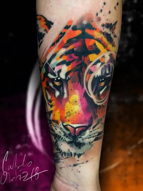 color watercolor tatouage sur forearm #23345 | Artiste tatoueur Pablo Ortiz