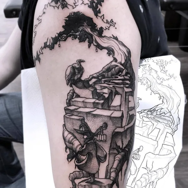 Surrealism tattoo by Maurycy Szymczak in Łódź