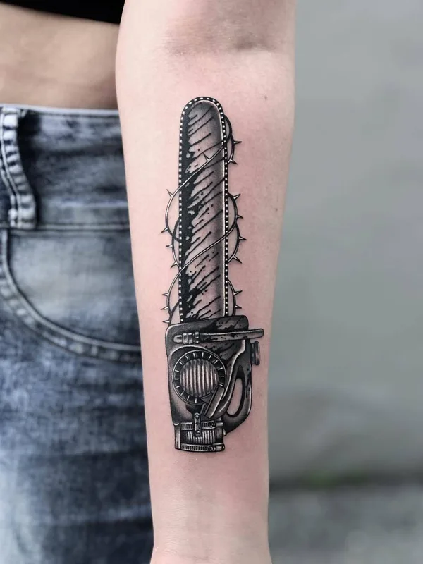 black and grey blackwork tattoo on forearm #23578 | Tattoo Artist Javier Betancourt