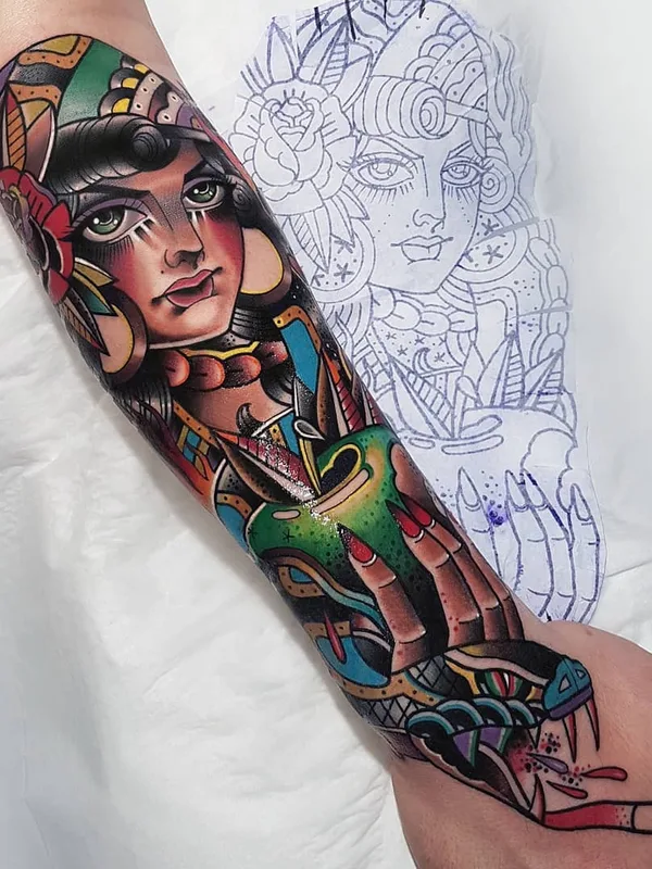 Old School tattoo by Eddie Czaicki in Paris