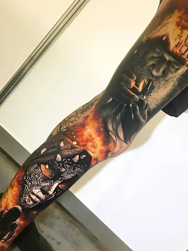 color realism tattoo on full sleeve #25153 | Tattoo Artist Chris Mata'afa