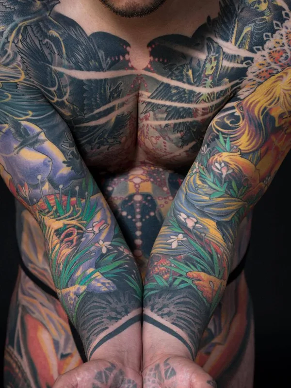 male color illustrative tattoo on full body #26489 | Tattoo Artist Adrian Lee