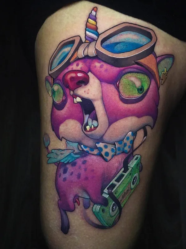 color cartoon татуировка на thigh #26565 | Тату мастер Victor Chil