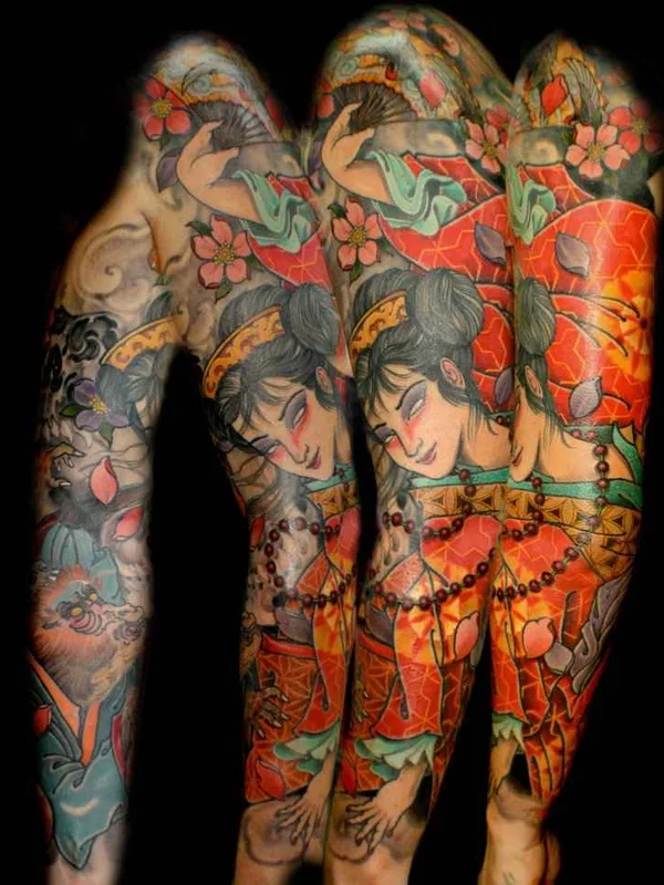 color japanese tatouage sur full sleeve #702 | Artiste tatoueur Matty D Mooney