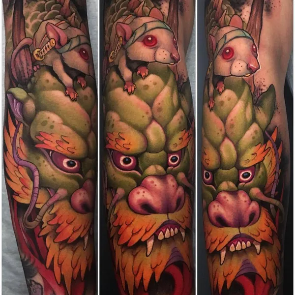 Нью Скул tattoo by Victor Chil in Barcelona